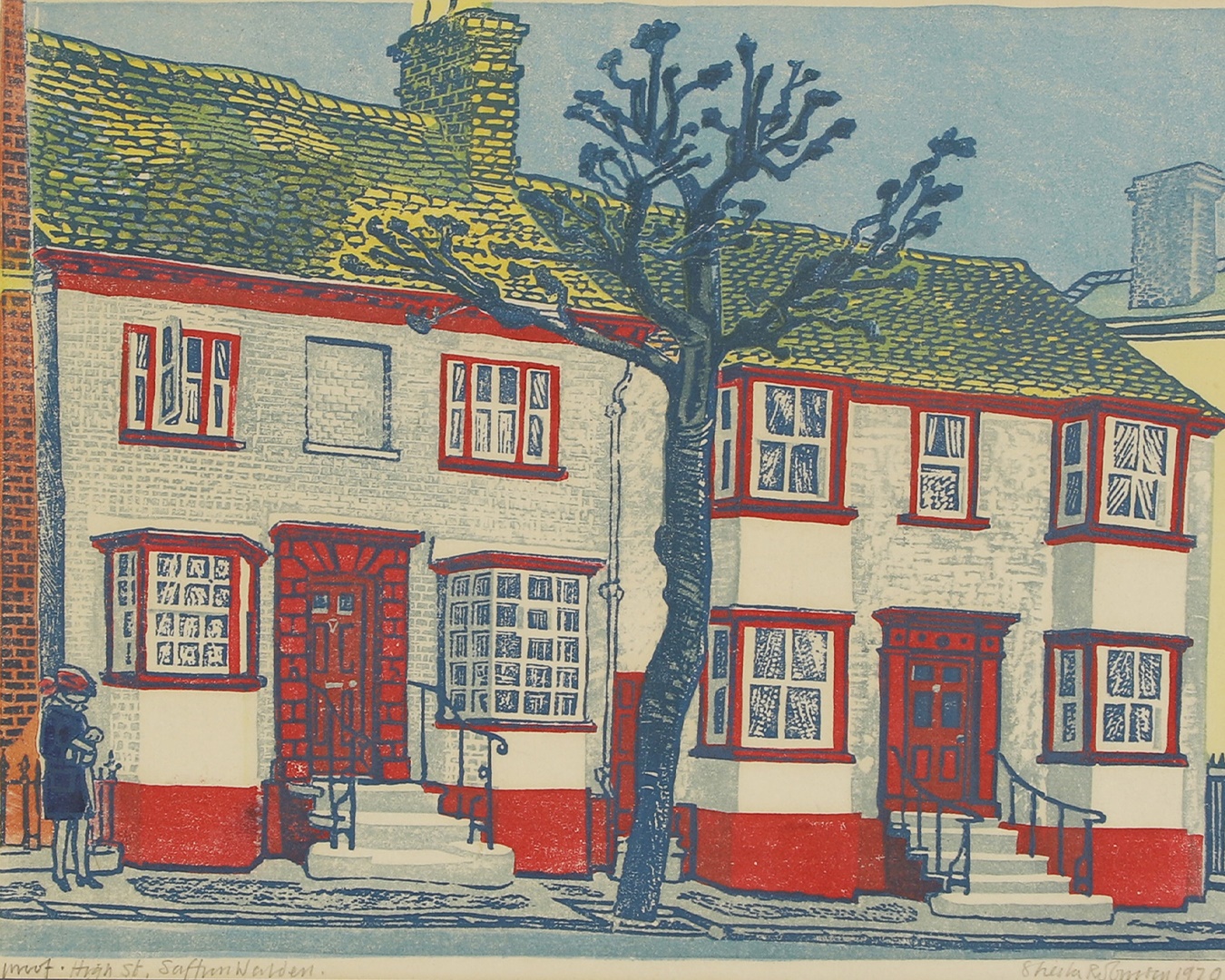 ▲ Sheila Robinson (1925-1988), 'High Street, Saffron Walden', linocut in colours (£300-500)